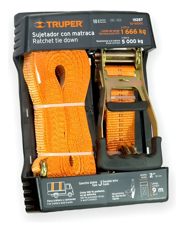 ESLINGA DE AMARRE PARA 5000 KG TRUPER NARANJA VARIANTE - 1