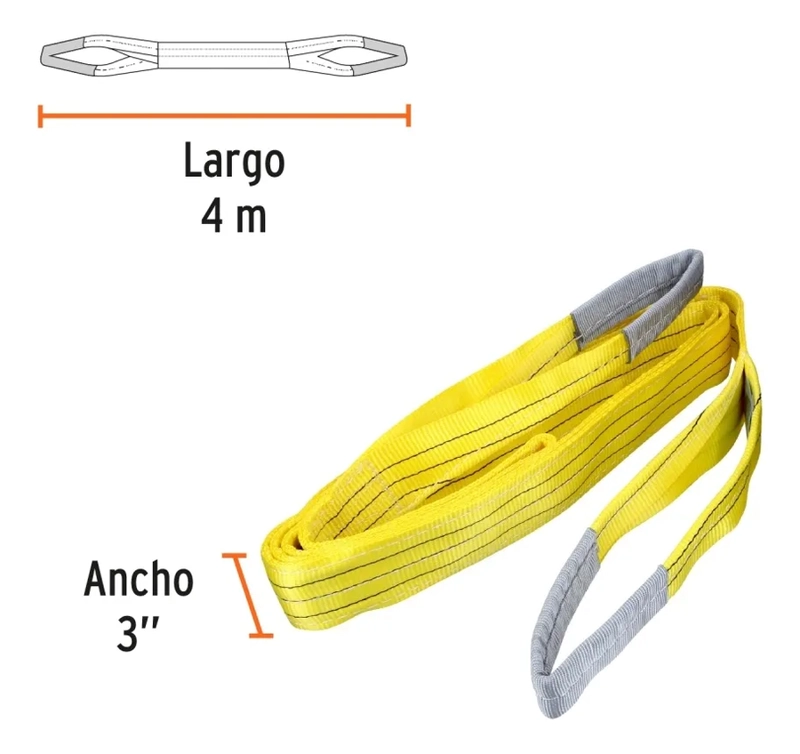 ESLINGA ALTA RESISTENCIA 4MTS DE 3 TONELADAS TRUPER ESLI-304 AMARILLO - 1