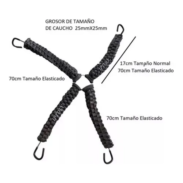 PULPO CAUCHO ARTESANAL AMARRE MULTIUSO TENSOR JEBE 1 UNID NEGRO - 2