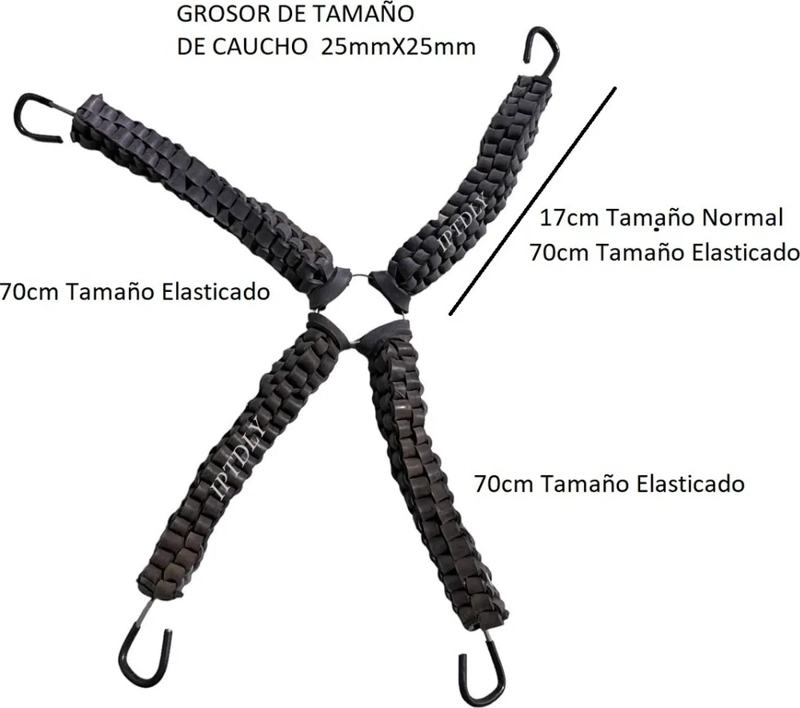 CUERDA PULPO ELASTICA EQUIPAJE CAUCHO JEBE 4 GANCHO TRENZA - 1