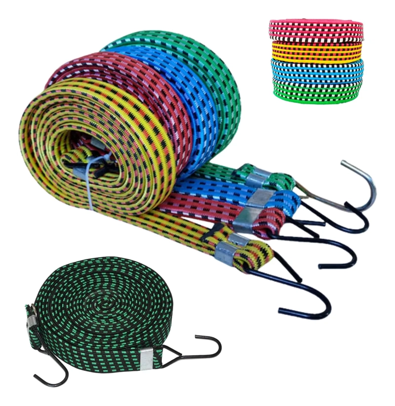 SET 12 CUERDAS ELASTICAS ESLINGAS 1.5M AMARRA DE CARGA PULPO - 5