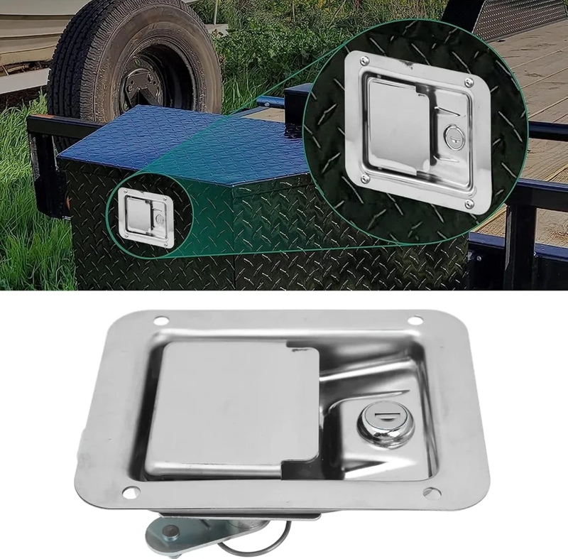 CHAPA CON LLAVE ACERO INOX CARRO,PARA REMOLQUE CAMION CAMPER - 3