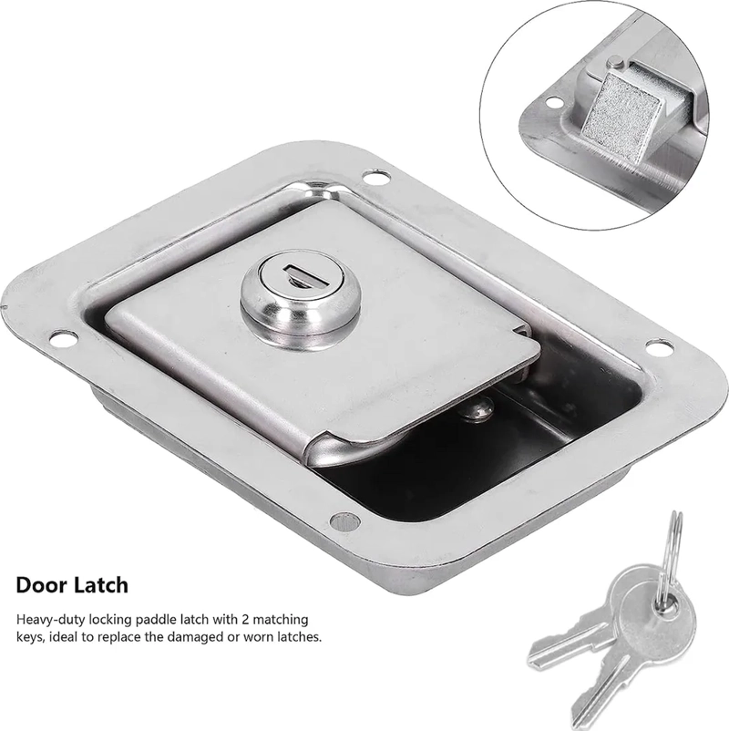 CHAPA CON LLAVE ACERO INOX CARRO,PARA REMOLQUE CAMION CAMPER - 4