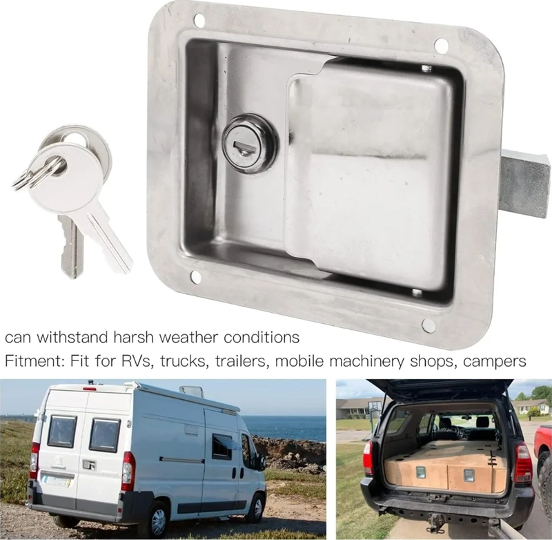 CHAPA CON LLAVE ACERO INOX CARRO,PARA REMOLQUE CAMION CAMPER - 7