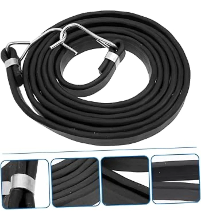 SET 6 CUERDAS ELASTICAS ESLINGA AMARRE PULPO DE GOMA NEGRO 1.5MTS - 1