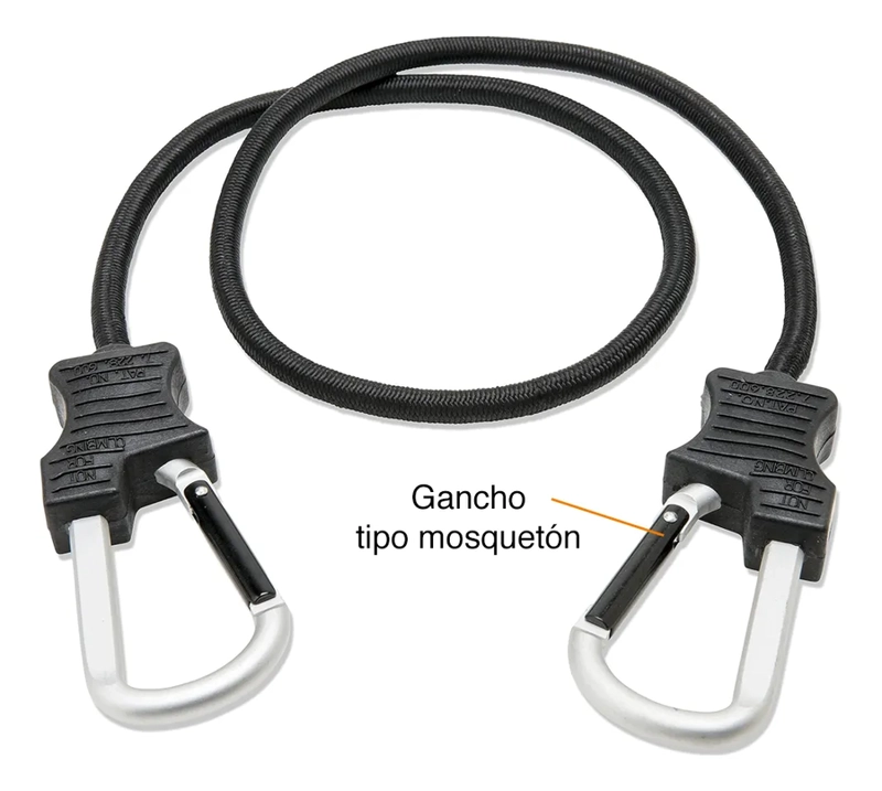 PIOLA CUERDA ELASTICADA MOSQUETON GANCHO PACK 2 UNIDADES - 1