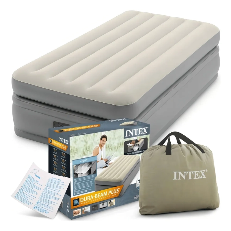 COLCHON INFLABLE ELE CTRICO INTEX 1.5 PLAZAS PRIM 99X191X51CM COLOR BEIGE - 4