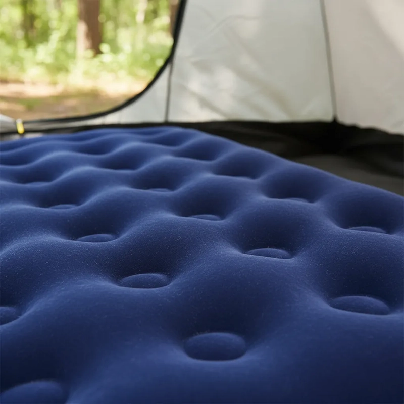 COLCHON INFLABLE 2 PLAZAS ALMOHADAS Y BOMBIN CAMPING VISITAS AZUL - 3