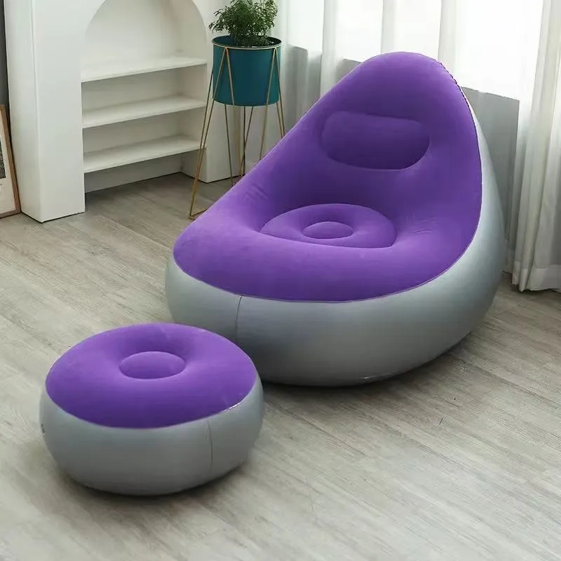 SOFA TUMBONA SILLA INFLABLE REPOSA PIES PUFF X L + INFLADOR COLOR MORADO - 212097 - 1