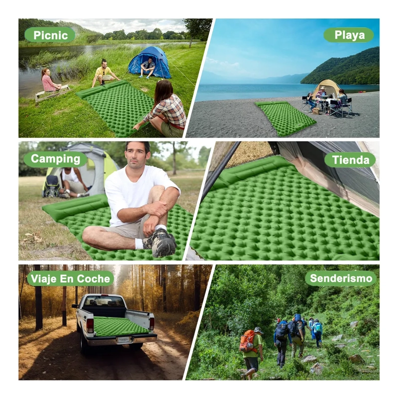 COLCHONETA INFLABLE PARA CAMPING CON BOMBA DE PIE 2 PERSONAS - 5