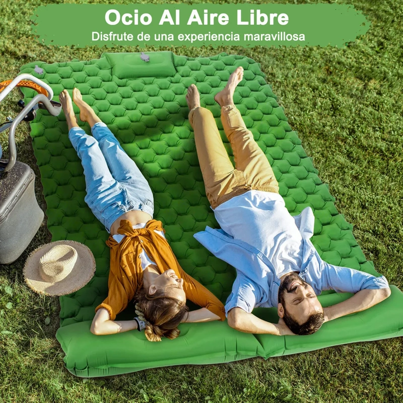 COLCHONETA INFLABLE PARA CAMPING CON BOMBA DE PIE 2 PERSONAS - 6