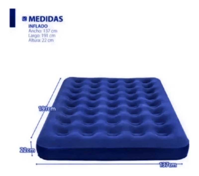 COLCHON INFLABLE 2 PLAZAS ALMOHADAS E INFLADOR - 1