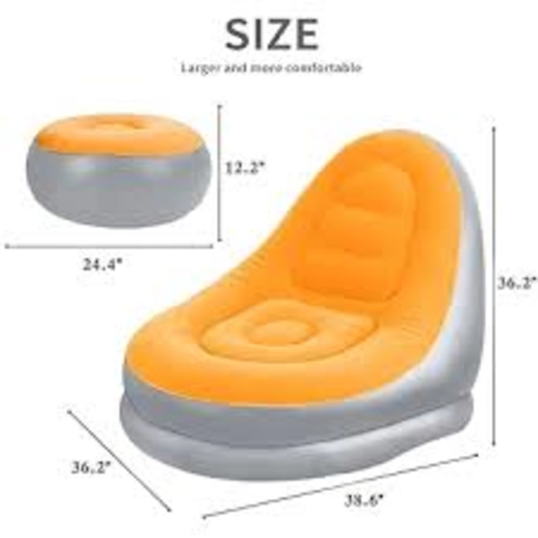 SOFA TUMBONA SILLA INFLABLE REPOSA PIES PUFF X L + INFLADOR COLOR NARANJA - 212095 - 2