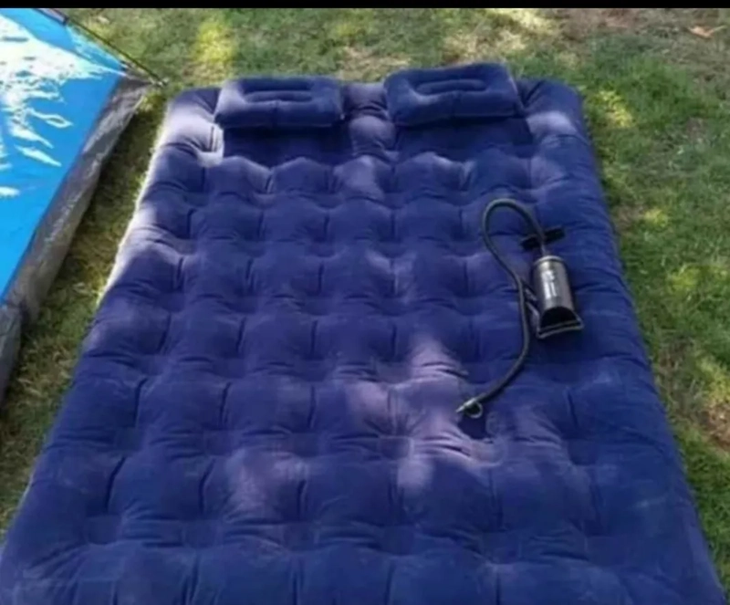 COLCHON INFLABLE 2 PLAZAS QUEEN + INFLADOR + ALMOHADAS , ENV AZUL - 2