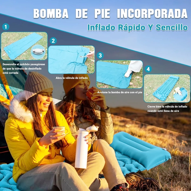 COLCHON HINCHABLE PORTATIL PARA CAMPING AL AIRE LIBRE - 1