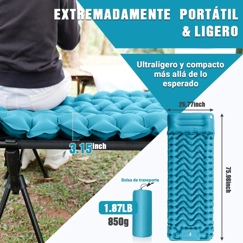 COLCHON HINCHABLE PORTATIL PARA CAMPING AL AIRE LIBRE - 4