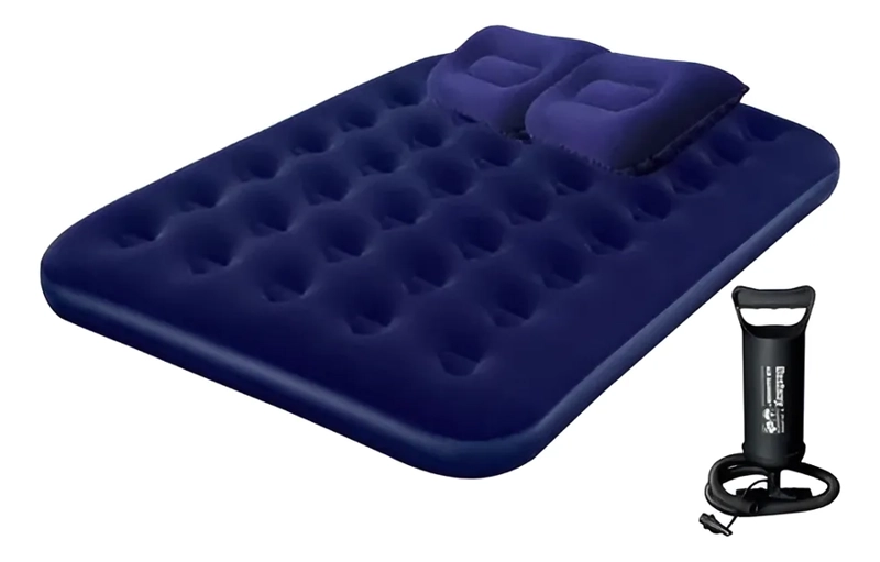 COLCHON INFLABLE 2 PLAZAS CON INFLADOR + 2 ALMOHADAS - 2