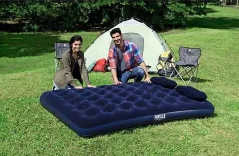 COLCHON INFLABLE 2 PLAZAS CON INFLADOR + 2 ALMOHADAS - 3