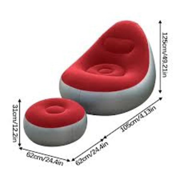SOFA TUMBONA SILLA INFLABLE REPOSA PIES PUFF X L + INFLADOR COLOR ROJO - 212093 - 1