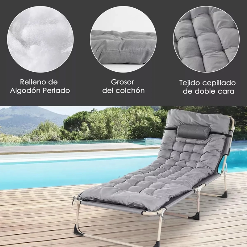 CAMA PLEGABLE CON COLCHON DESMONTABLE PORTATIL GRIS - 3