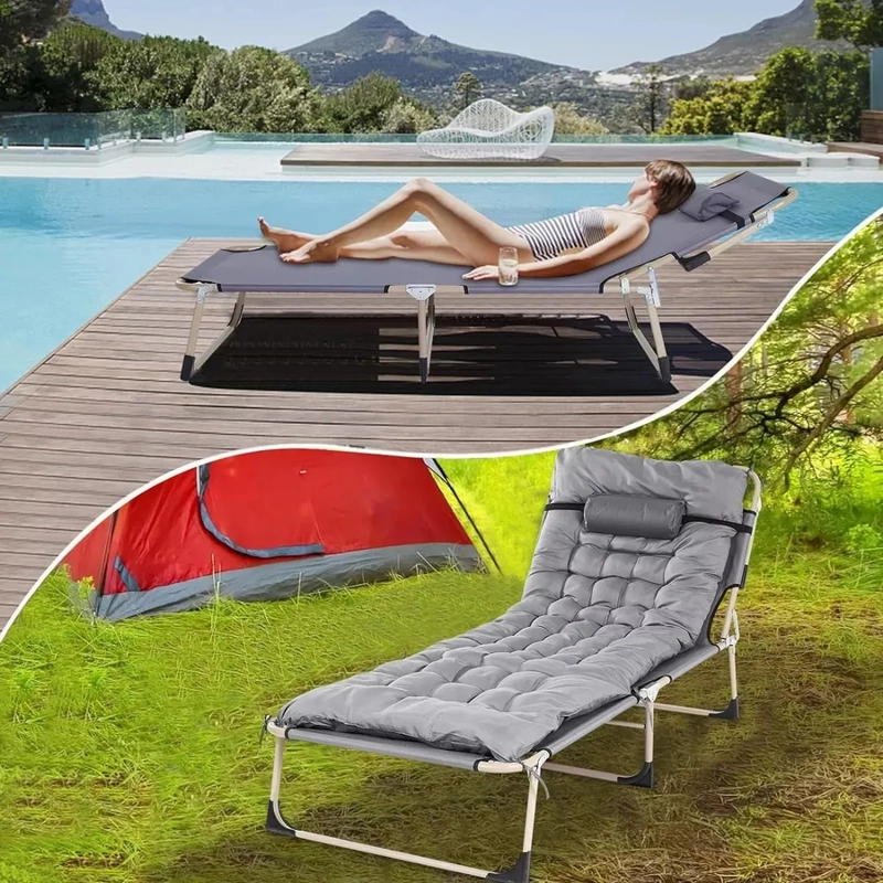 CAMA PLEGABLE CON COLCHON DESMONTABLE PORTATIL GRIS - 4
