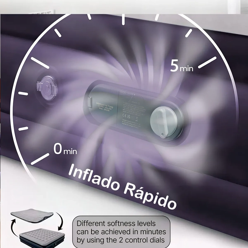 COLCHON INFLABLE 2 PLAZAS BEITI VIOLETA CON BOMBA ELE CTRICA 220V Y BOLSO - 1