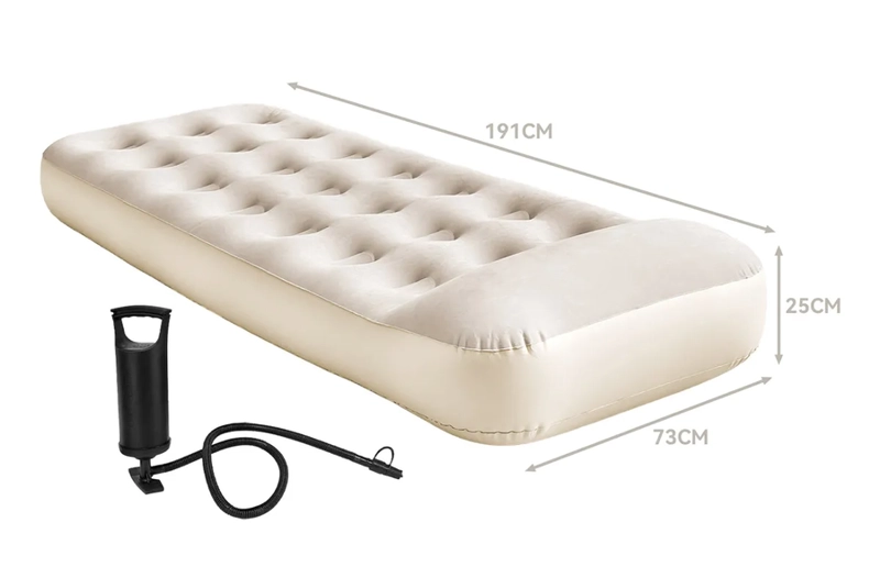COLCHON INFLABLE INDIVIDUAL 1 PLAZA ALMOHADA INTEGRADA CON INFLADOR COLOR BEIGE VIDITA - 5