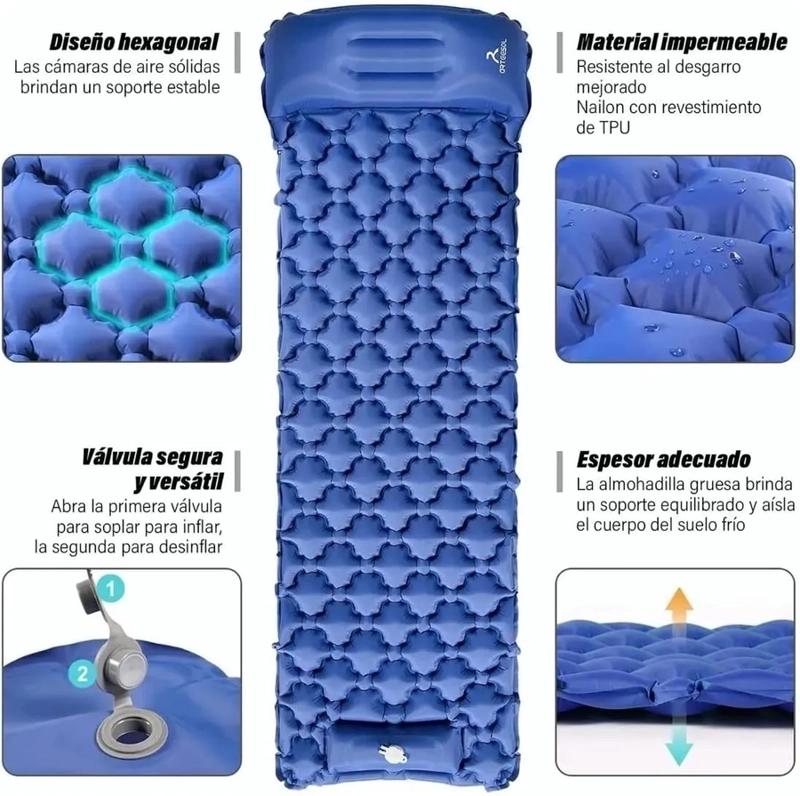 COLCHONETA INFLABLE PLEGABLE PARA ACAMPADA Y SENDERISMO - 3