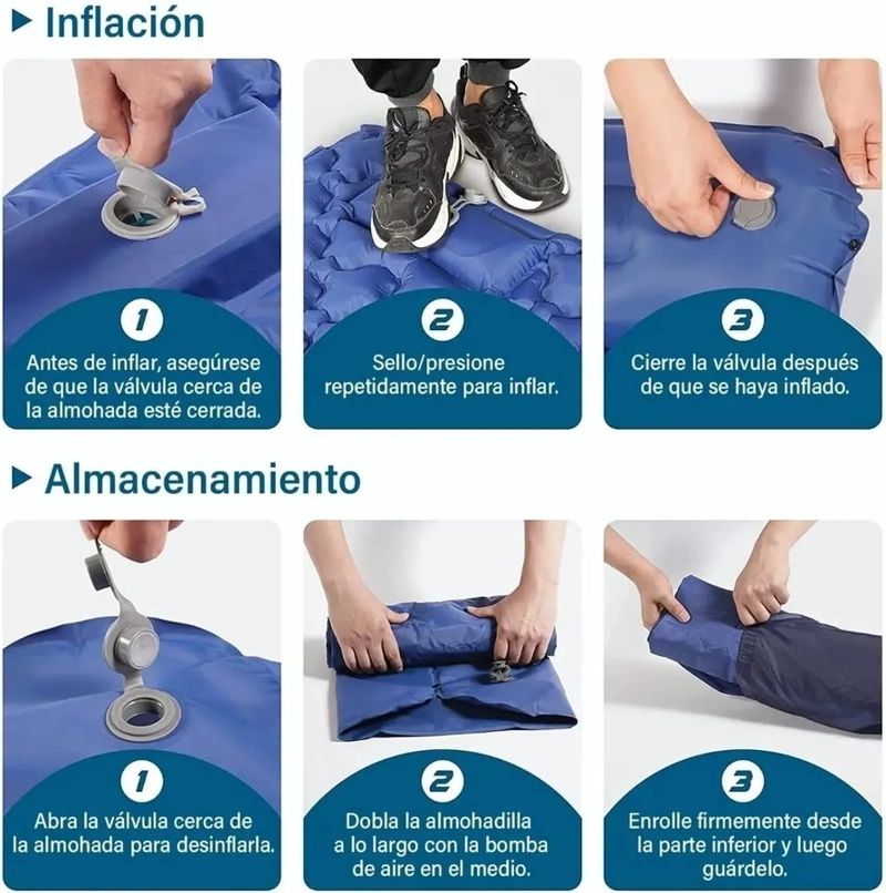 COLCHONETA INFLABLE PLEGABLE PARA ACAMPADA Y SENDERISMO - 5