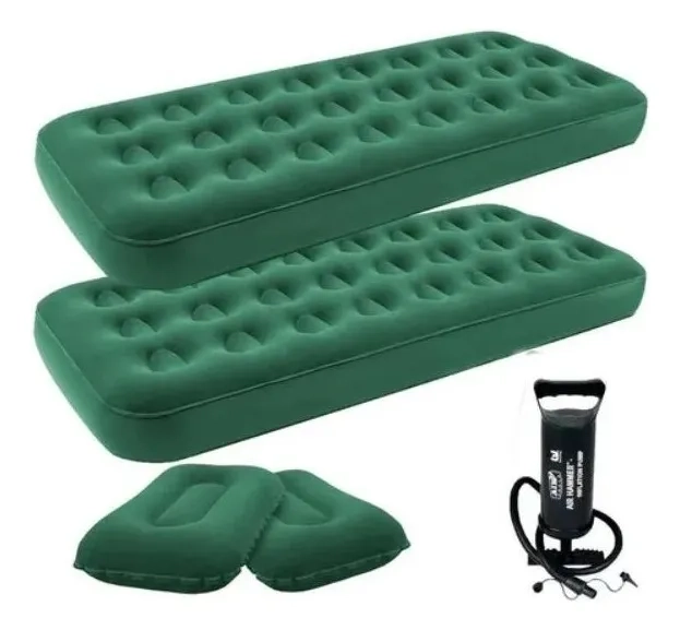 SET 2 COLCHON INFLABLE KLIMBER 14719 COLOR VERDE HASTA 227KG DE 76CM X 185CM X 22CM - 3