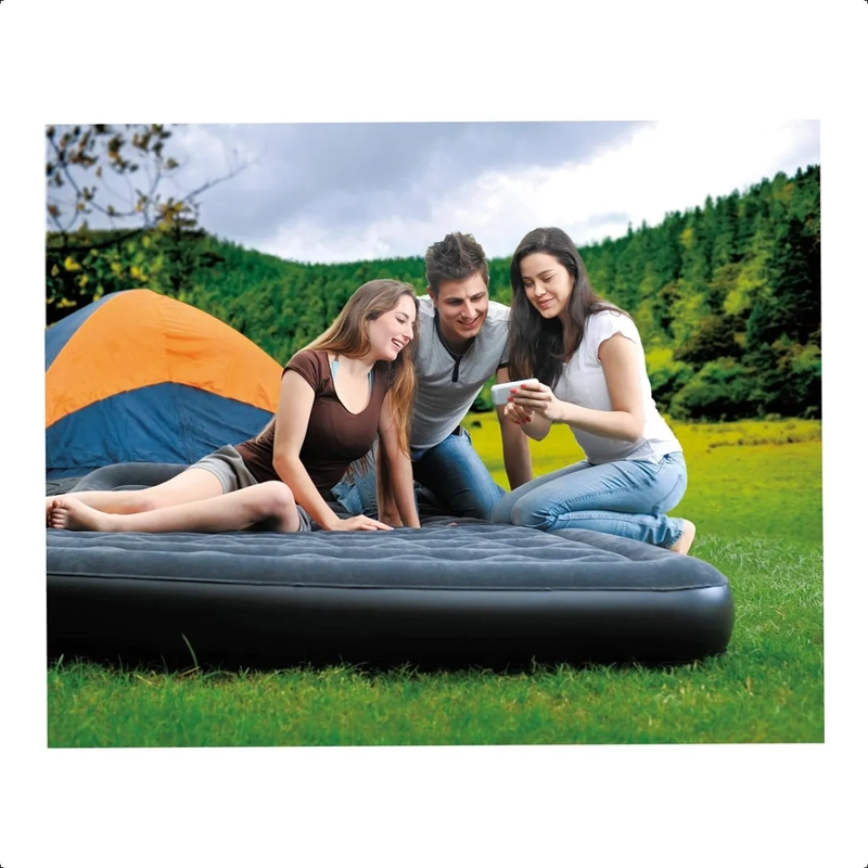 COLCHON INFLABLE 2 PLAZAS DOBLE MATRIMONIAL KLIMBER GRIS - 3