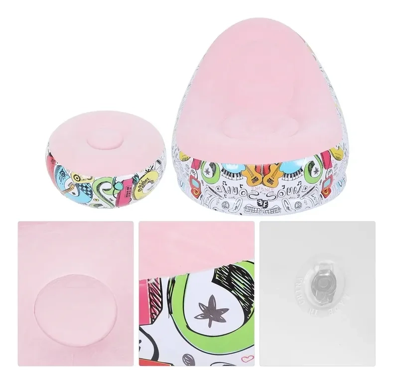 SOFA TUMBONA SILLA INFLABLE REPOSA PIES PUFF X L + INFLADOR COLOR ROSA - 212089 - 5