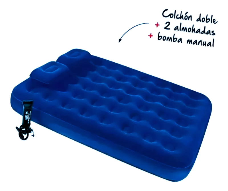 COLCHON INFLABLE DOBLE BEST WAY MAS 2 ALMOHADAS E INFLADOR - 4