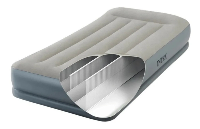 COLCHON INFLABLE ELE CTRICO INTEX 1,5 PLAZAS GREY / BAMO GRIS CLARO - 2