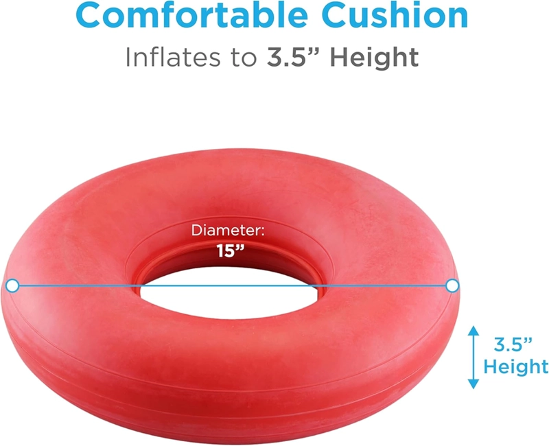COJIN ASIENTO INFLABLE DE GOMA HEMORROIDES POST OPERATORIO ROJO - 2