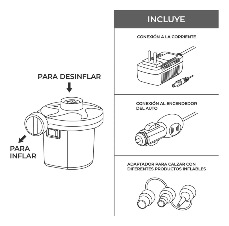 INFLADOR ELE CTRICO COLCHON MULTIFUNCIONAL PARA 220V/12V - 2