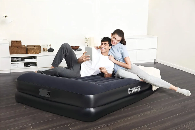 COLCHON INFLABLE SOMMIER 2 PLAZAS PREMIUM MODELO 220V INCORP COLOR NEGRO - 4