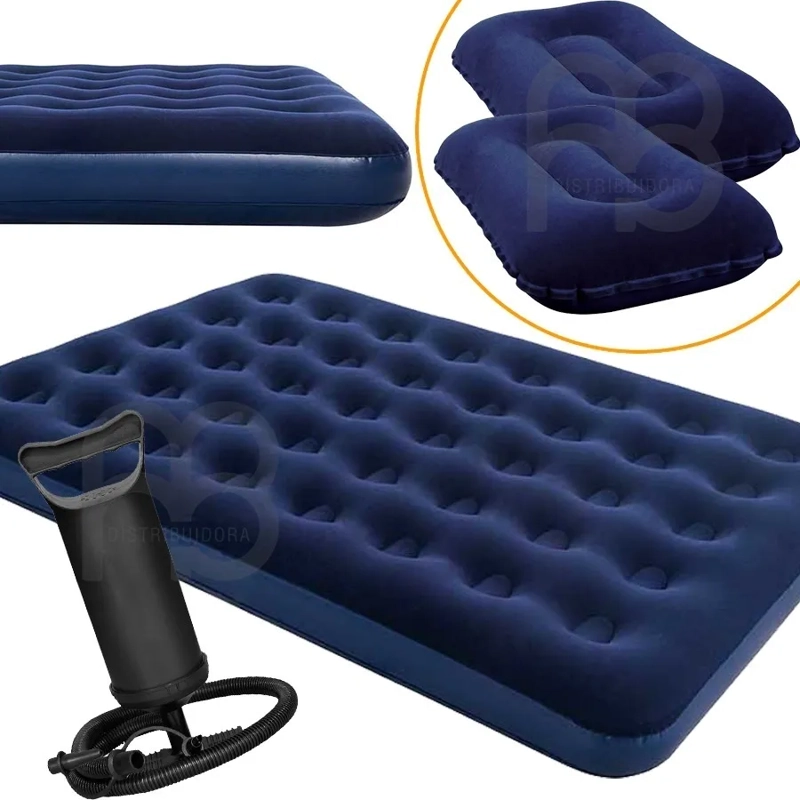 COLCHON INFLABLE DE 2 PLAZAS AZUL - 3
