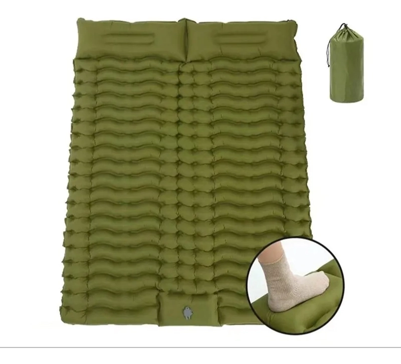 COLCHONETA DOBLE PARA ACAMPAR, INFLABLE, PARA 2 PERSONAS VERDE - 4