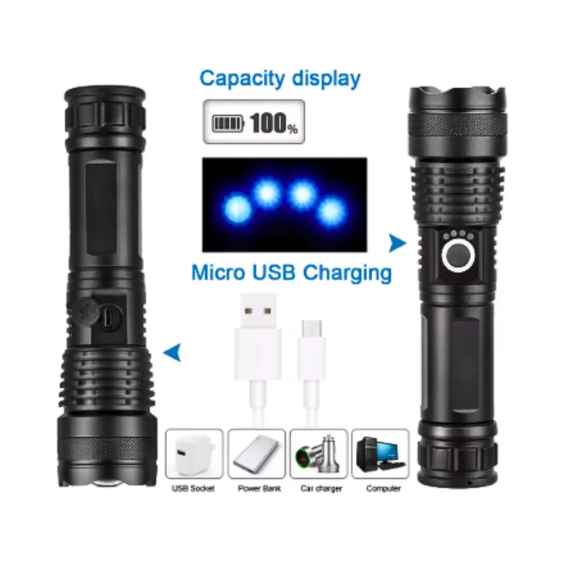LINTERNA DE MANO LUZ LED CON ZOOM RECARGABLE 3000M - 2