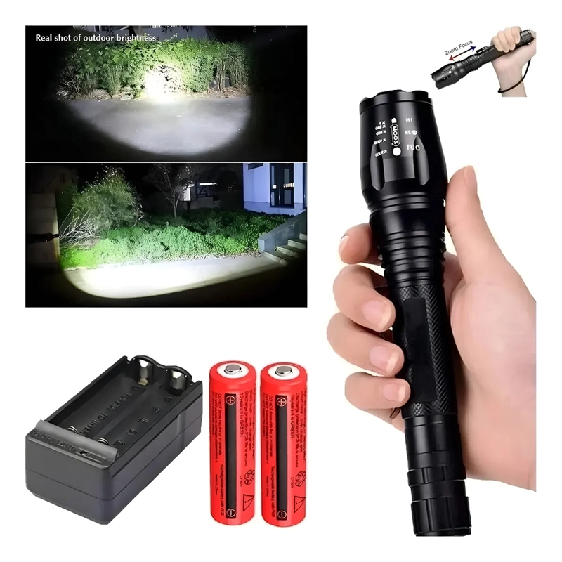LINTERNA TACTICA GNE RICA BL-8668 LED MILITAR POTENTE RECARGABABLE COLOR DE LA LUZ BLANCO - 2