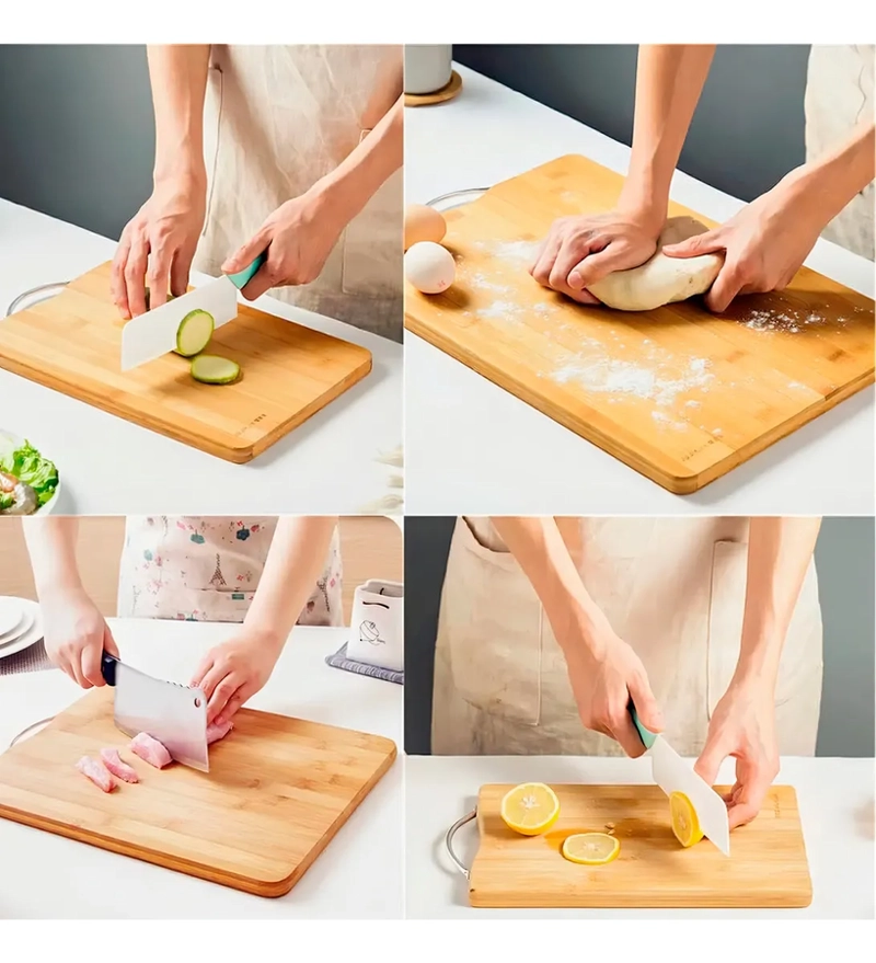 TABLA DE CORTAR DE BAMBU CON MANGO PARA BARBACOA DE COCINA DE 20X30 CM - 2