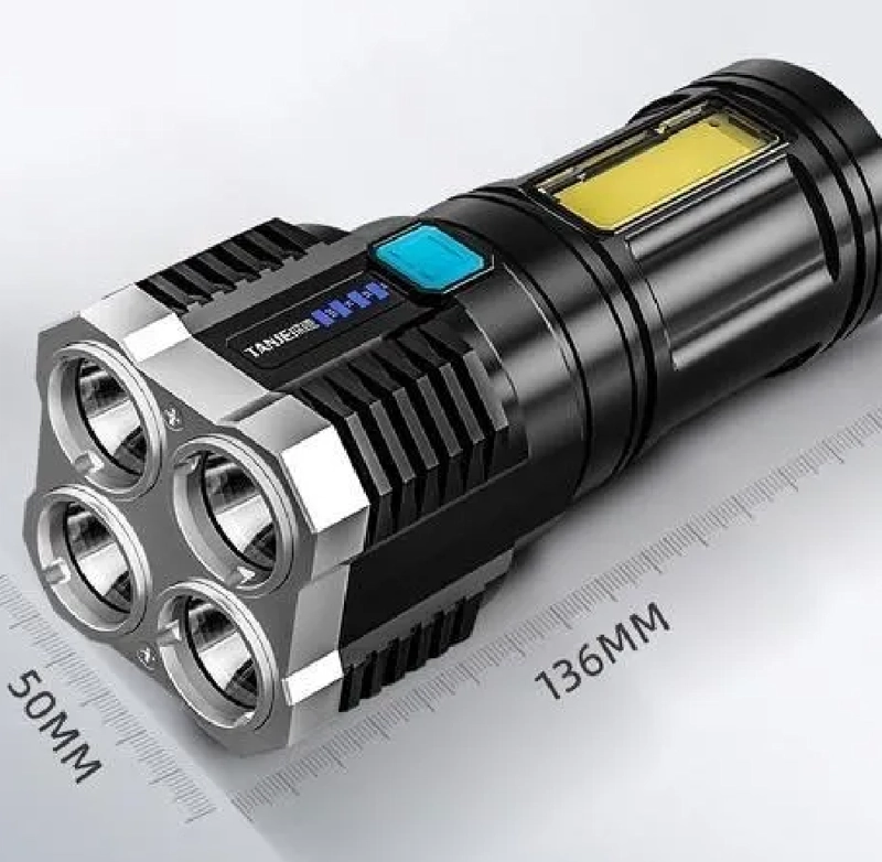LINTERNA LED USB RECARGABLE FOCO CAMPING 4 FOCOS COB LED - 1