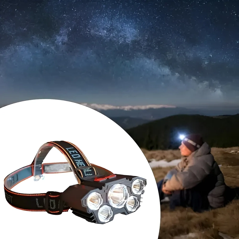LINTERNA LED MINERO FRONTAL 5 LED IMPERMEABLE RECARGABLE USB - 3
