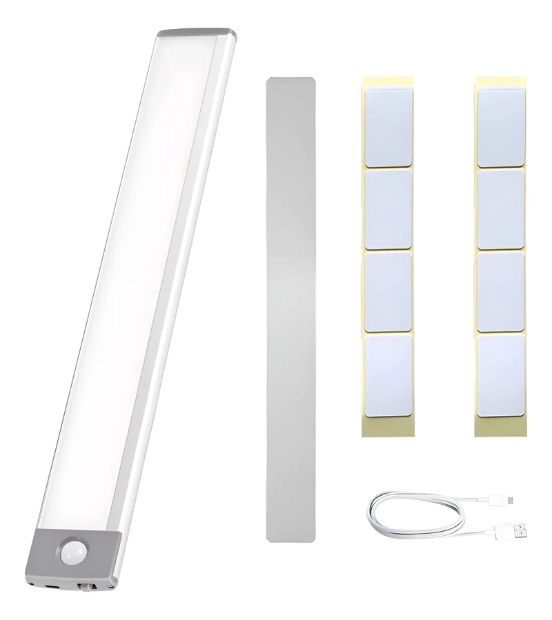 BARRA DE LUZ LINTERNA LED 30CM + SENSOR + NEGRO - RECARGABLE BLANCO FRIO BLANCO - 1