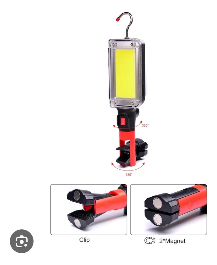 LINTERNA LED PORTATIL LINTERNA MECANICO CON GANCHO COLGAR BLANCO ROJO - 3