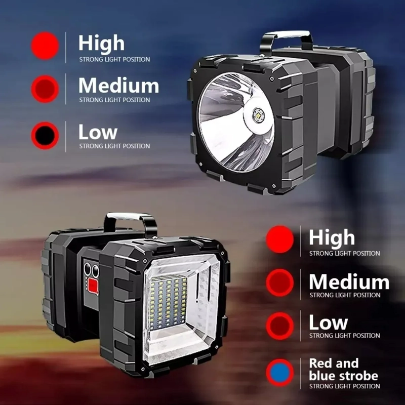 LINTERNA LED RECARGABLE DE 100000 LUMENES ROJO/AZUL/FLASH NEGRO - 4