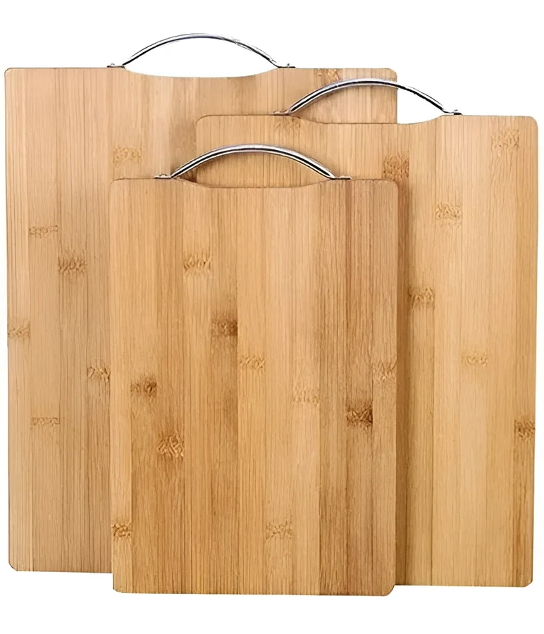 TABLA PARA CORTAR DE COCINA BAMBU FIRME + MANGO METALICO COLOR MARRON LISO - 1
