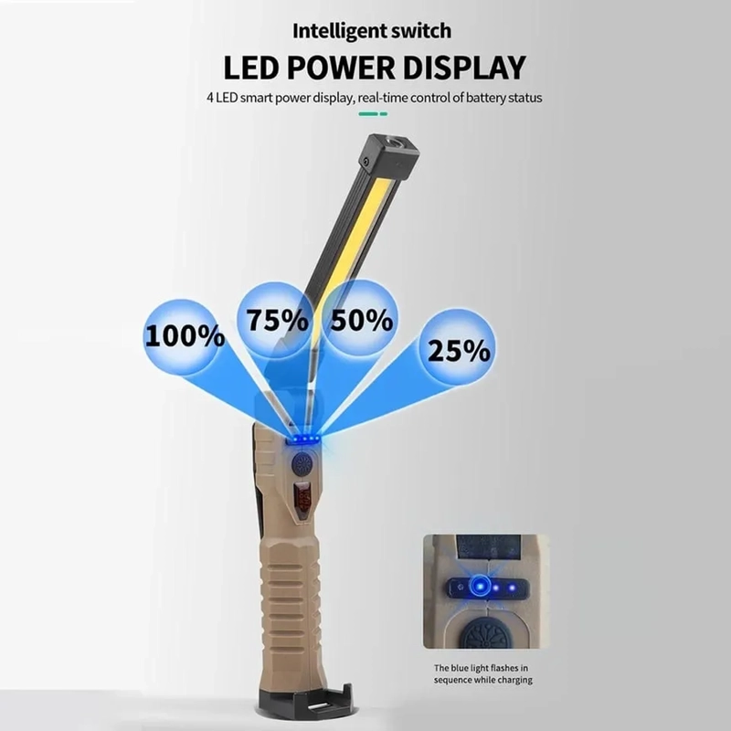 LINTERNA DE TRABAJO LED PLEGABLE RECARGABLE CON IMAN 360° 7N1 MARRON - 2