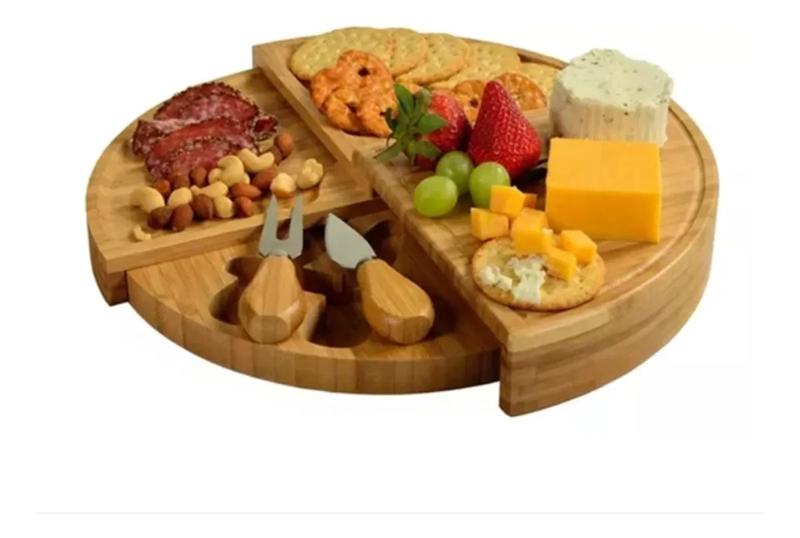 TABLA DE PICOTEO CON ASA EN MADERA 33X19CM CON 2 UTENSILIOS LISA - 1